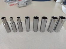 CRAFTSMAN SOCKETS LOT OF EIGHT 3/8, 1/4, 1/16, 12, 14, 15, 17, 18