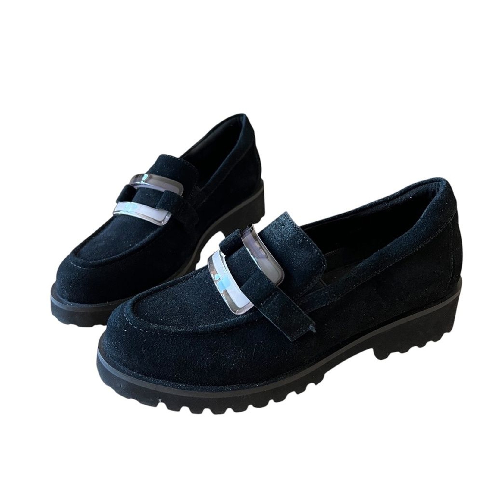 SAOLA MOCASSINI VANELI ZINTA NERI SCAMOSCIATI SUOLA 6 5 ALETTE PREPPY UFFICIO CASUAL CHIC SLIP ON