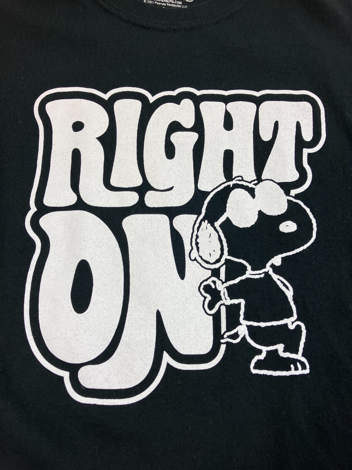 Peanuts Snoopy Right On Men's Black L T-Shirt