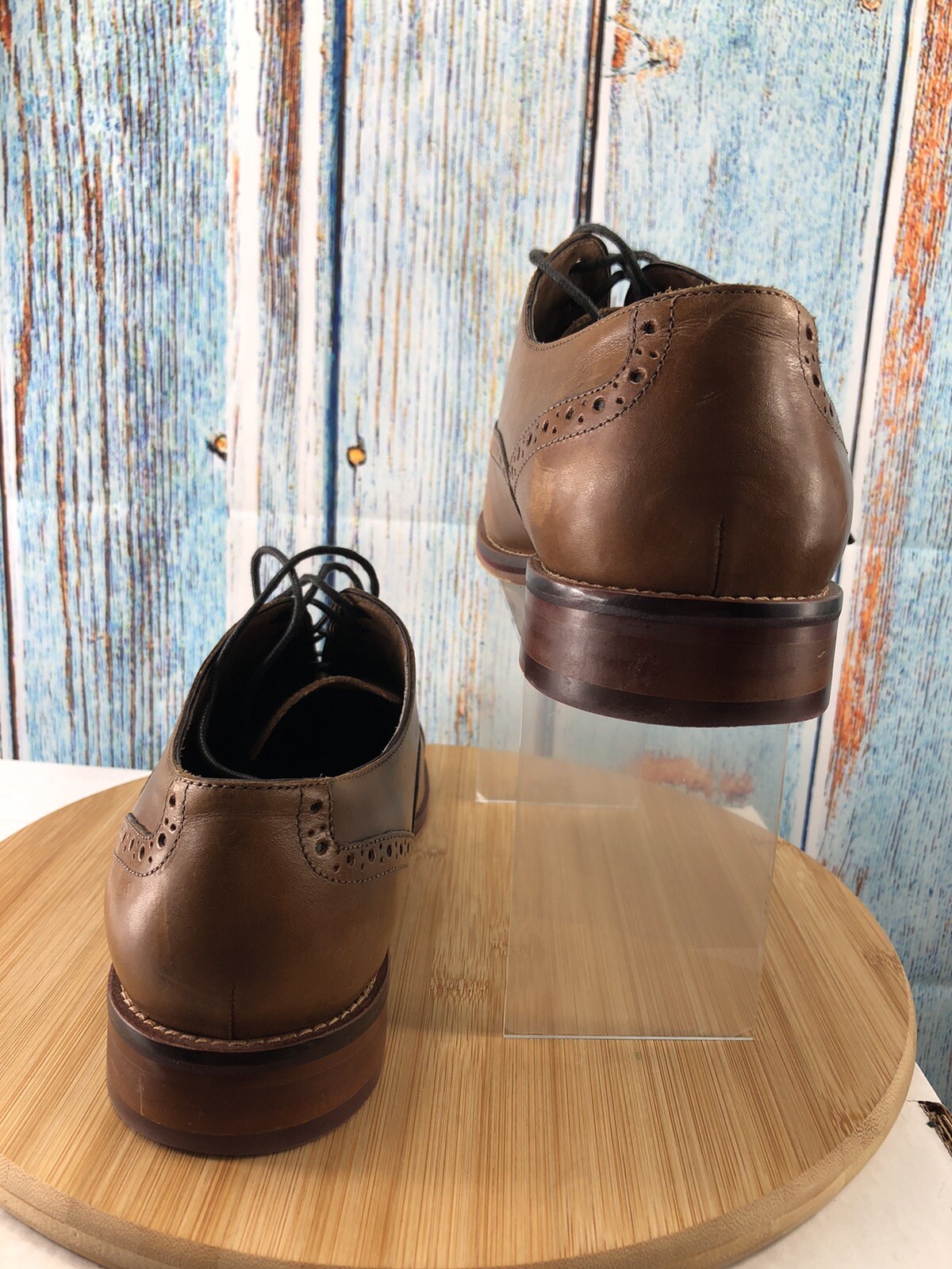 SAOLA 208682 WT50 CONARD CAP TOE SCARPE UOMO 9 5W PELLE MARRONE JOHNSTON MURPHY con scatola