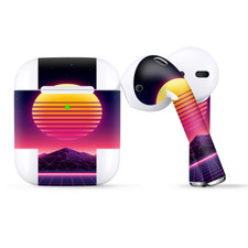 Skins Wraps compatible for Apple Airpods 80s techno sunset