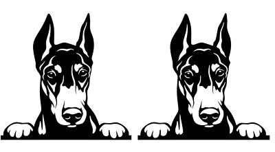 Doberman Pinscher Dobermann TWO 5'' Black Vinyl Decals Car Window Notebook Laptop