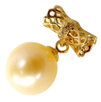 Unikat 18K Gelbgold filigran mit 8-9mm AAA runden Perlen Anhänger