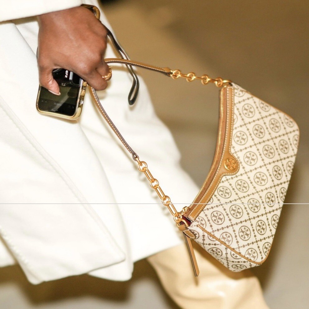 ★ブティックモデル★TORY BURCH T MONOGRAM BRAIDED STUDIO BAG T Monogram Braided Studio Bag, Hazelnut | Tory Burch UAE