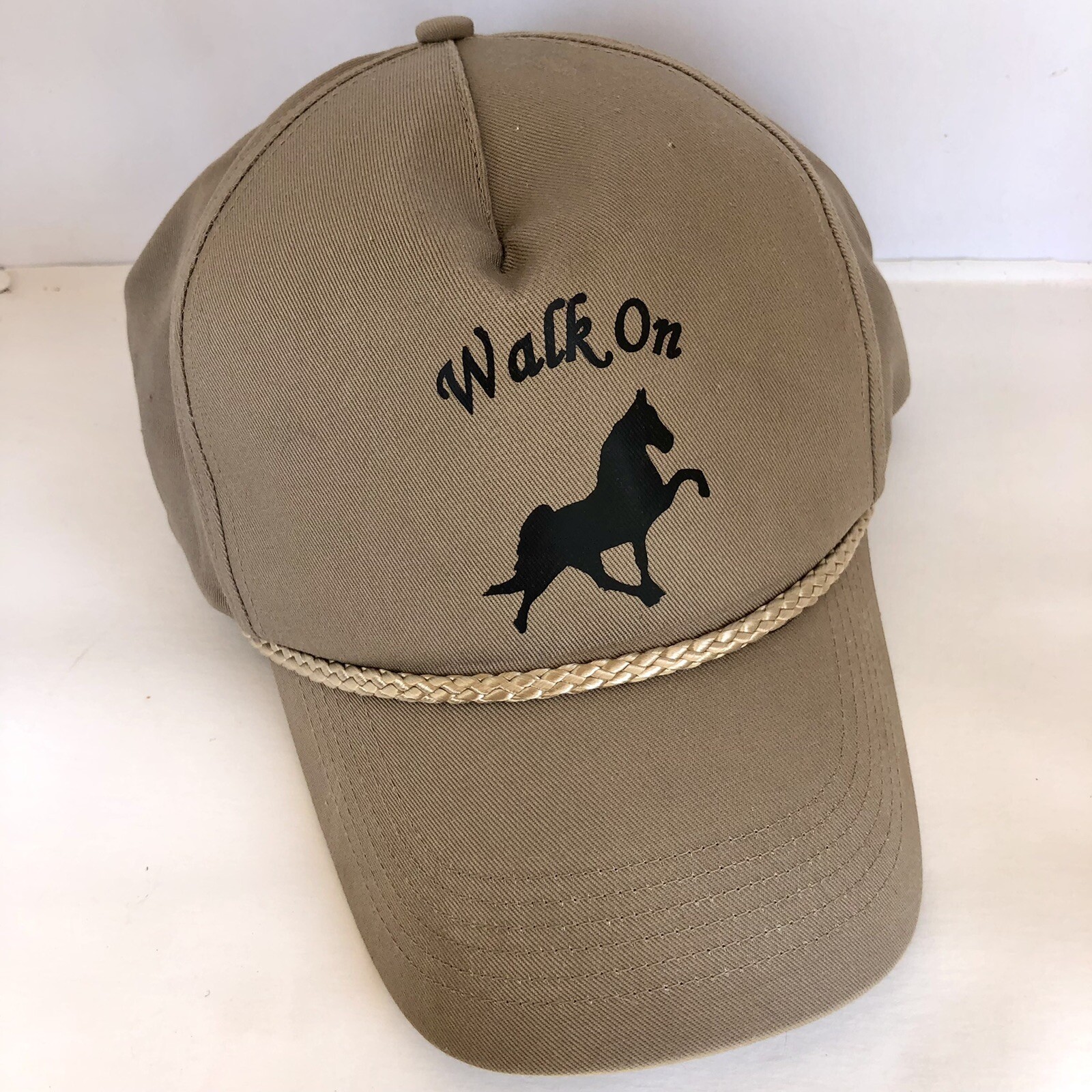 Snap back HORSE RACING COWBOY BALL CAP HAT TAN. Gem