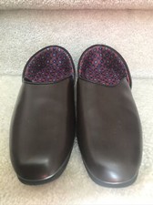 Vintage Gold Bond Brown Leatherlike Lined Men's Slippers size 8D EUC