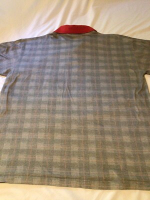 Henri-James Vintage Polo~XXL~Gray W/Red~Monogrammed Sleeve~Made In