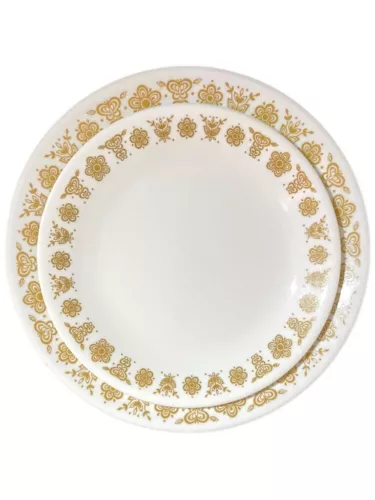 Corelle Butterfly Gold 12 Lunch 8.5" & 12 Dinner 10.25" Plates Dishes
