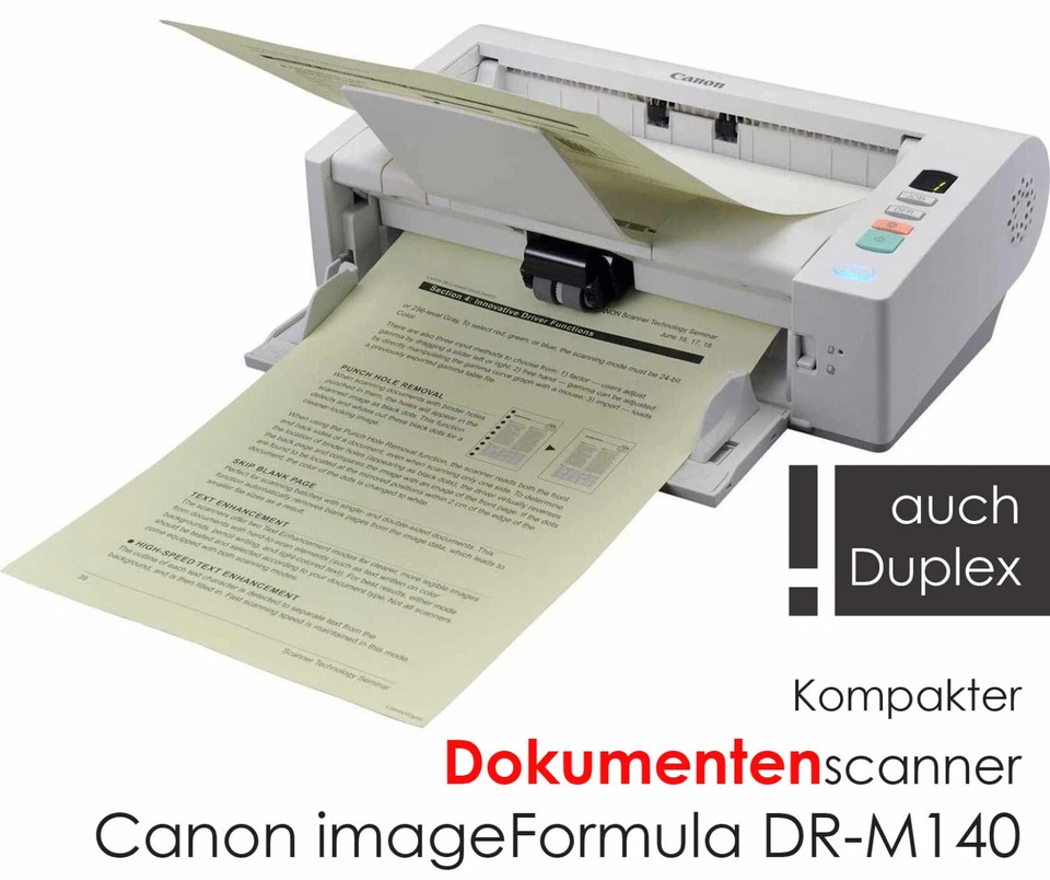 DOKU SCANNER CANON DR-M140 EINZUGSCANNER DUPLEX WINDOWS 7 8 10 11 MIT POWER SUPP - Bild 3 von 4