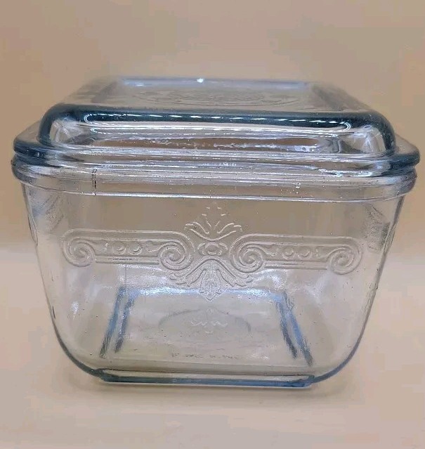 168 Fire King Phelbee Small Ref Lid 2セット Rare Vintage 30s FIRE KING Philbe Transparent Blue