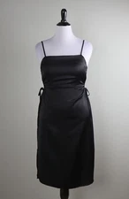 HOUSE OF HARLOW 1960 NWT Solid Black Open Drawstring Sides Slip Dress Size Large