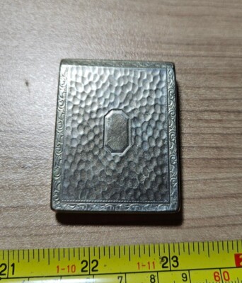 Vintage Hammer Frame Design Hinged Metal Presto Brand Match Safe