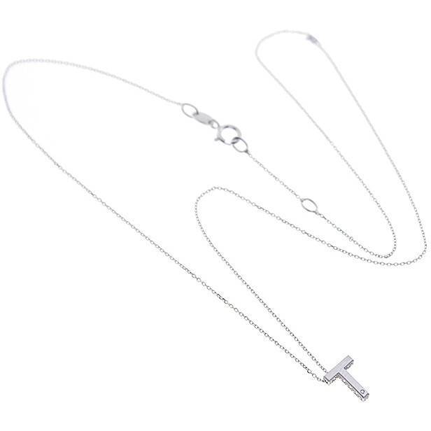 Колье Bliss Joy с буквой T 20090553 из белого золота с бриллиантом 9 Карат 26490₽