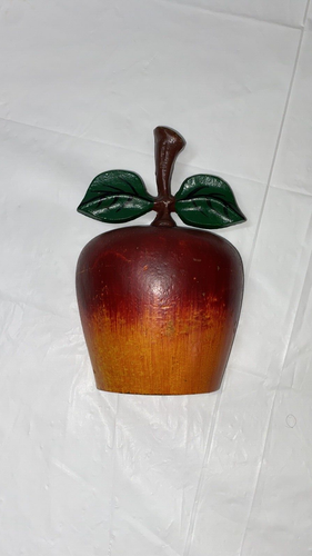 Vtg 1 Cast Iron RED APPLE Door Stop Book End Teacher Gift Home Decor-4.25"x6.75" - Picture 7 of 7