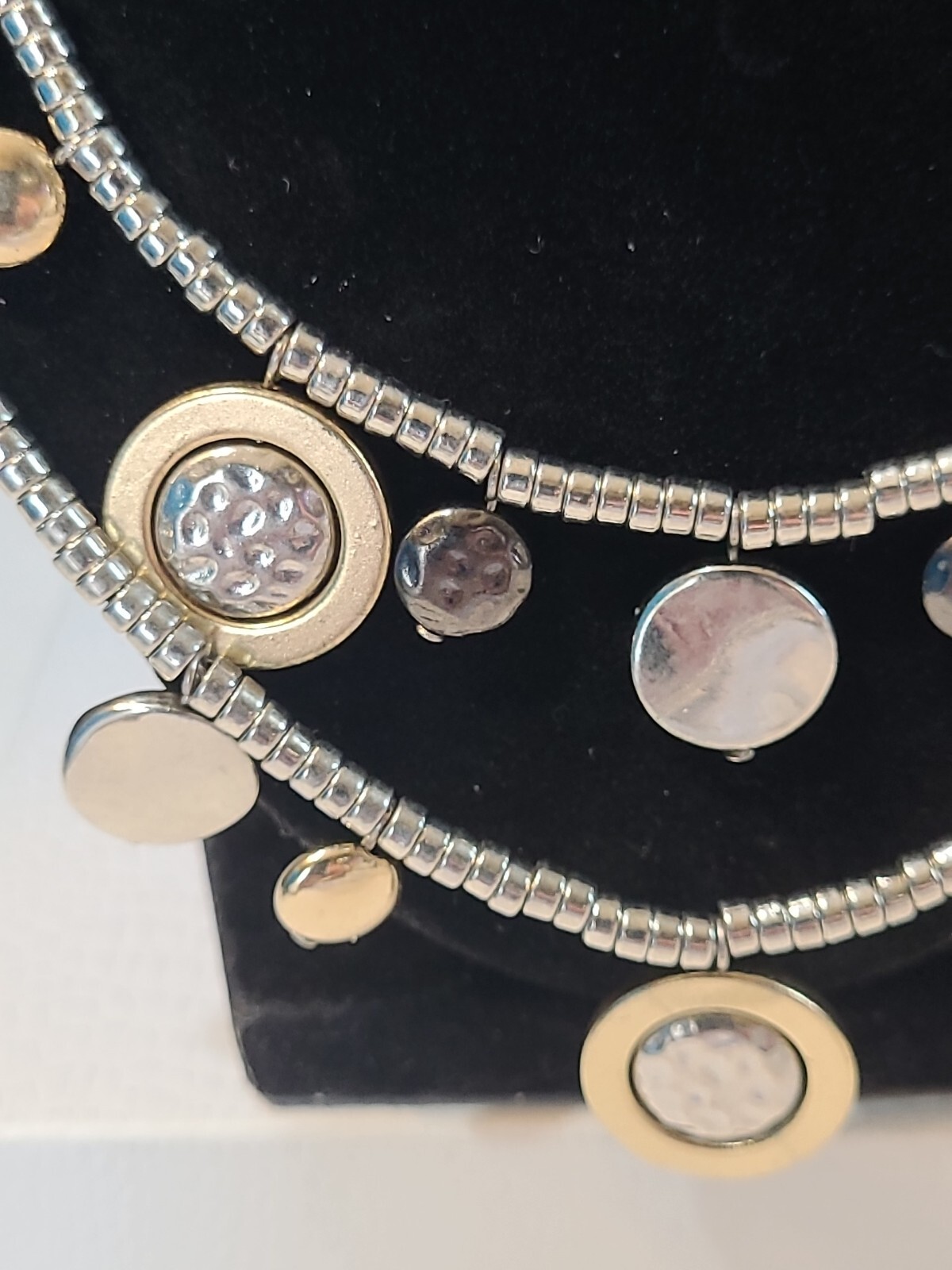 Silvertone Beaded Double Stranded Cable Necklace … - image 4