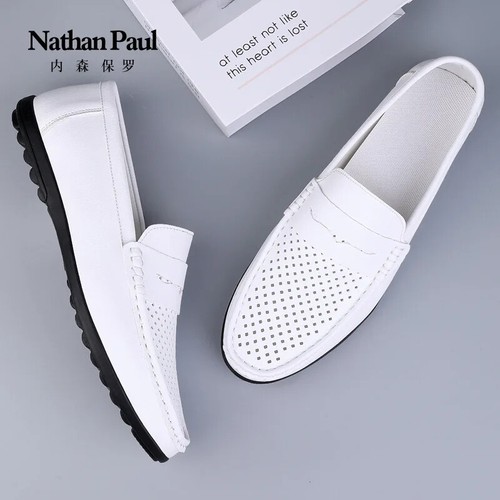 Genuine Leather Men's Casual Shoes Flats Loafers Soft Moccasins Driving Shoes - Picture 14 of 26