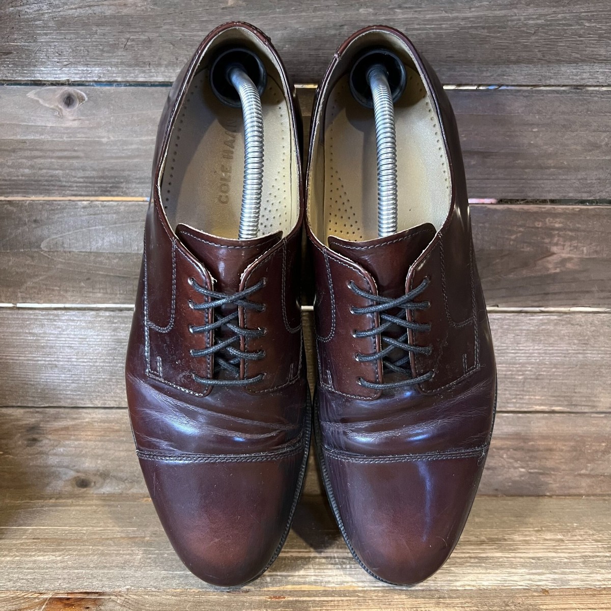 Mens Cole Haan Caldwell Burgundy Leather Cap toe Oxfords  display picture 2