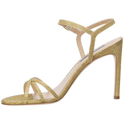 $450 Stuart Weitzman STARLA STRAPPY HEEL NUDIST LEATHER glitter GOLD 6.5 (SE28)