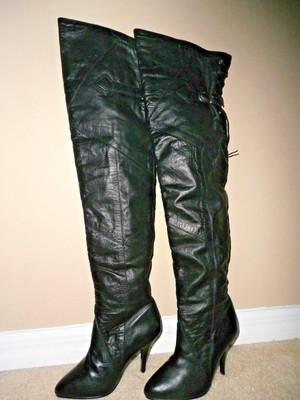 thigh high leather stiletto boots