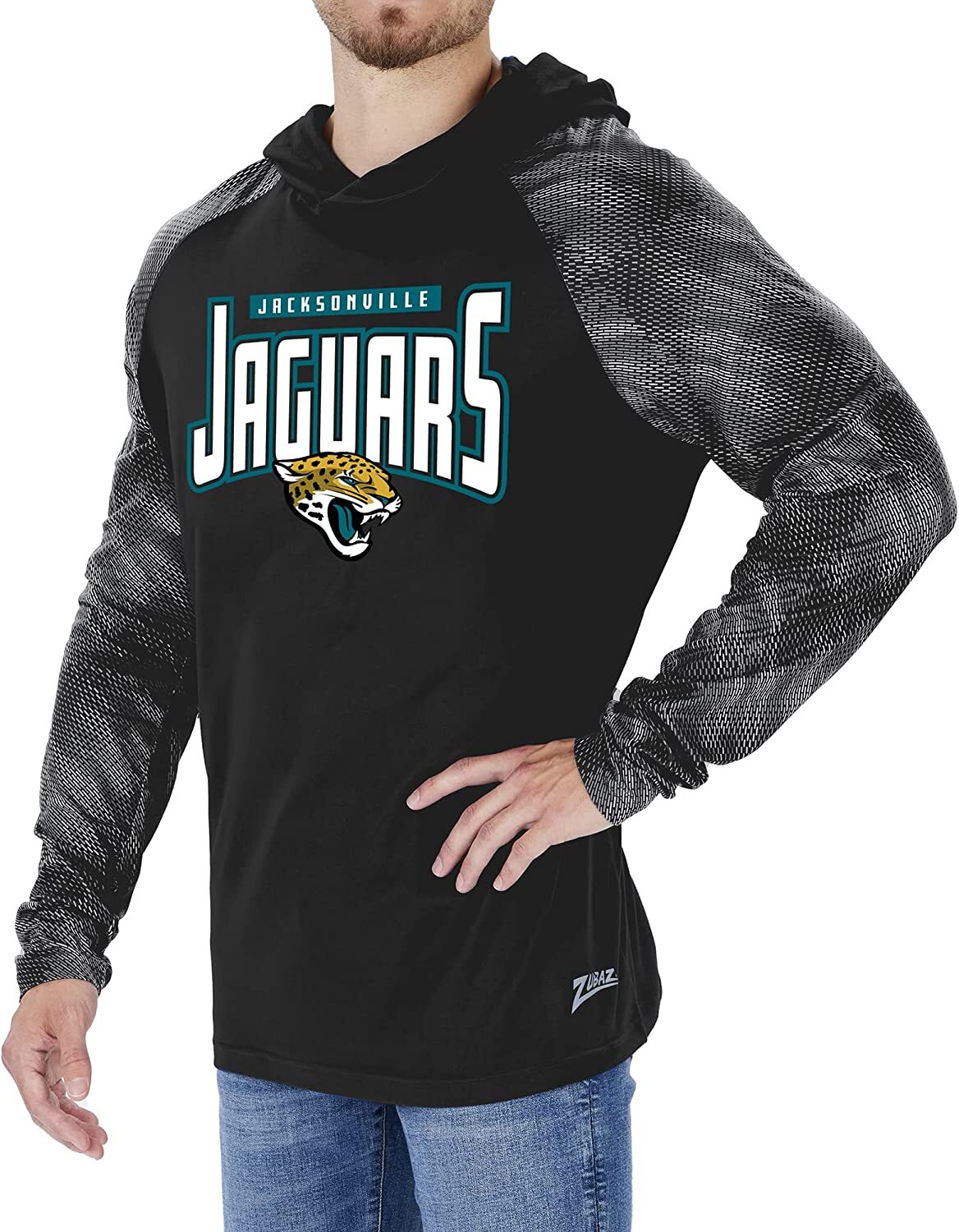 Толстовка с капюшоном цвета мужской команды NFL Zubaz Jacksonville Jaguars с рукавами Viper в тон