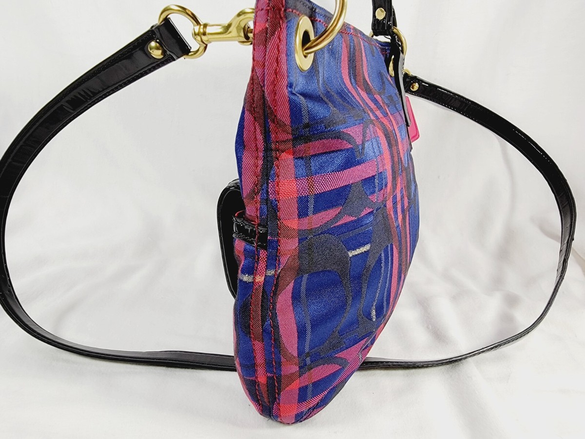 Coach G1282-21622 Poppy Blue Purple Red Plaid Tartan Shoulder / Hand Bag | eBay Coach G1282-21622 Poppy Blue Purple Red Plaid Tartan Shoulder / Hand Bag | eBay