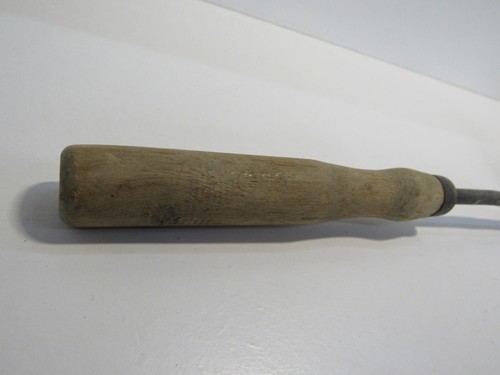12" Vintage Steel Slotted Spoon w/ Wood Handle - Picture 4 of 11