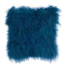 Occasion Gallery Teal Genuine Mongolian Lamb Fur Pillow, Choose Size  Shape