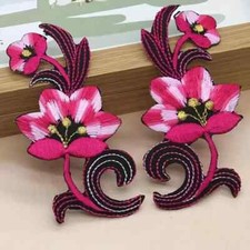 1 pair Embroidered Applique iron on Patches select color 4 x 2 inch