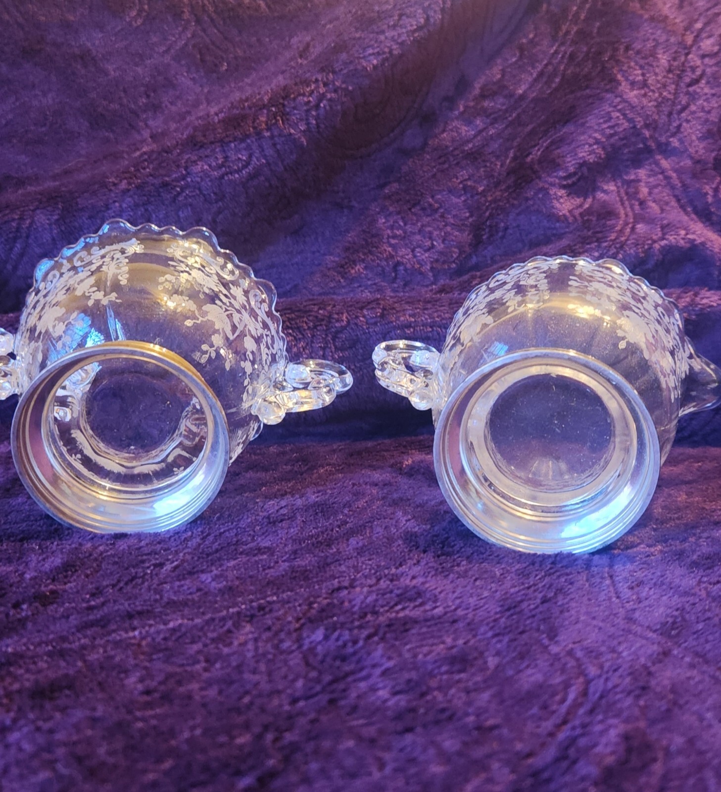 Vintage Cambridge Chantilly Etched Glass w/ Sterling Silver Base