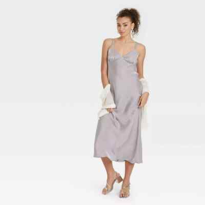 Wild Fable Women's Size Small Iridescent Maxi Slip Dress Gray | eBay