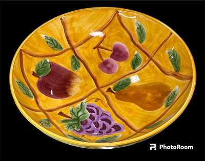 At Home Large Decorative 13'' Diameter Bright Colorful Ceramic Bowl Fruit Design