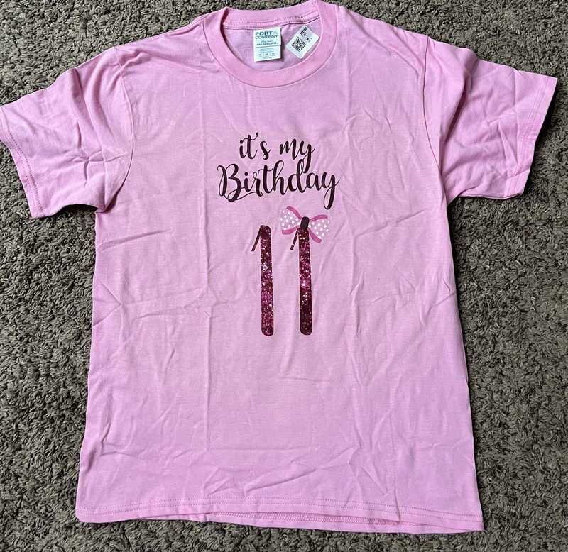 NWT Girls 11th Birthday Pink T-Shirt 11 Year Old Size Medium Med 9-10 NEW!