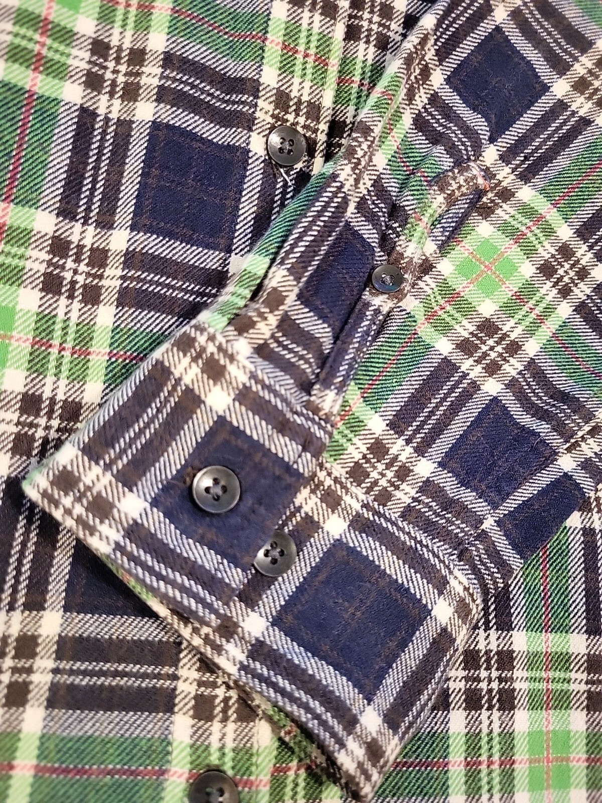 Woolrich Women's XL Green Navy Blue White Plaid Pemberton Flannel Shirt