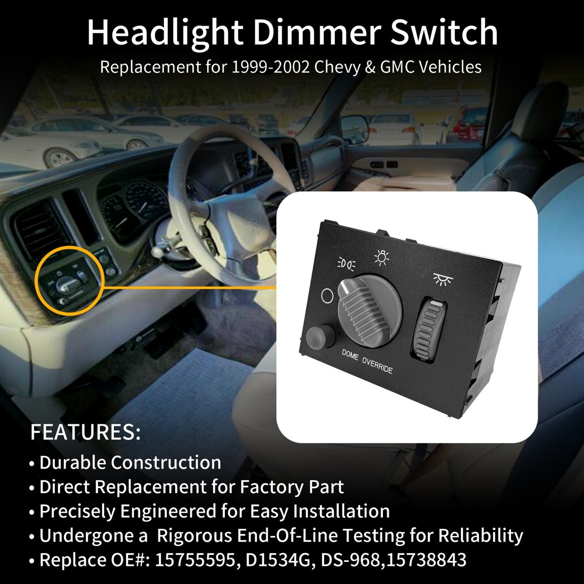 Fits 1999-2006 GMC Sierra 1500 2500HD 2000-2006 Yukon Passenger Side Headlight E - Foto 5