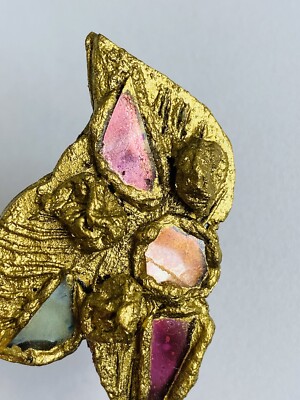 Boucles D'oreilles Vintage Baroque Talosel Miroir Multicolore - Bijou D'artiste, Occasion