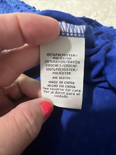 Zac & Rachel Blue Hawaii Swiss Dot Tunic Top Embroidered Detail Puff Sleeve New - Picture 9 of 10