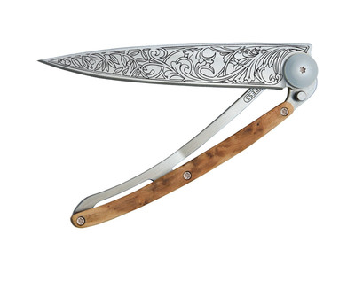 Ultra-Light Folding Pocket Knife with Belt Clip - Juniper Wood 1.3 Oz Version...