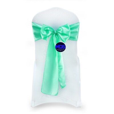 100 MINT Satin Chair Sashes Bows Wedding Party Banquet Events DIY Decoration