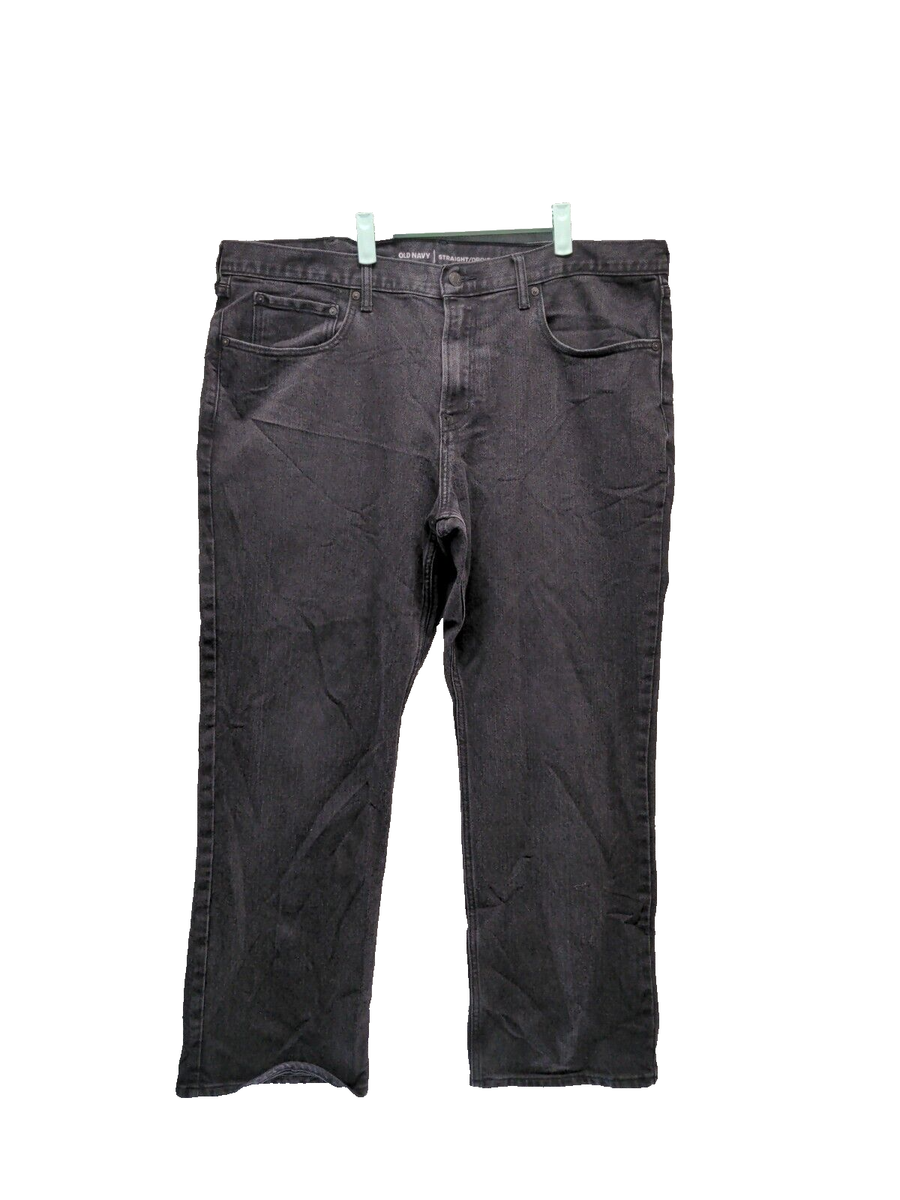 OLD NAVY Men Jeans Mid Rise Straight Leg Solid Black Dark Wash W:40 L:30