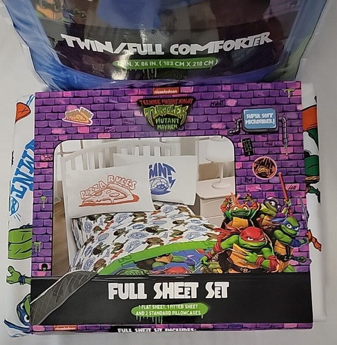 TMNT Full Size Comforter + Matching Sheet Bed Set Teenage Mutant Ninja Turtles - Picture 3 of 3