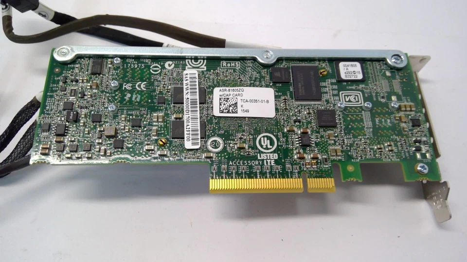 ASR-81605ZQ 12G SAS 16-Port 1GB Cache PCIe x8 RAID Controller W/Cables/Battery - Image 3 of 4