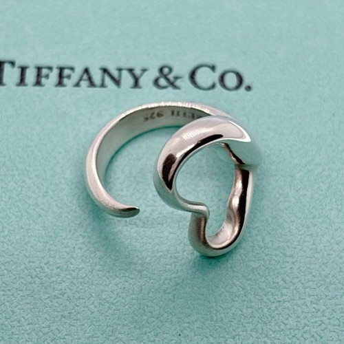 Tiffany & Co. Elsa Peretti 925 Sterling Silver Stencil Open Heart Ring 5 Used - Picture 5 of 11