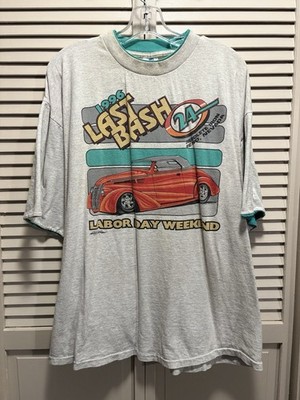 Belton Vintage 1996 Last Bash 24 Reno Tshirt Teal/White Old Car Cruise Classic