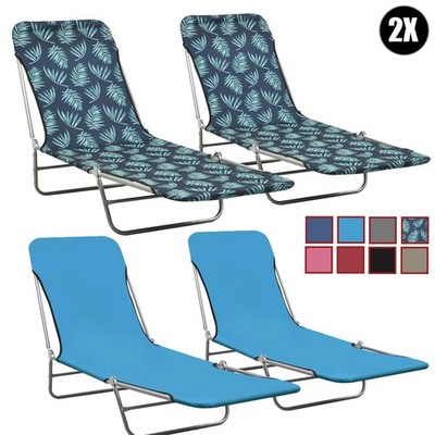 2x Sonnenliege Gartenliege Strandliege klappbar Stahl Stoff Campingliege Liege