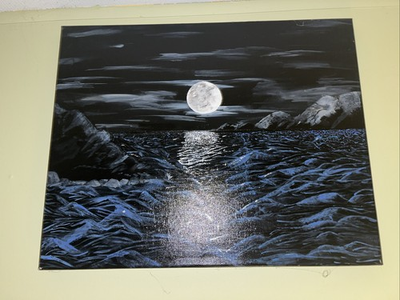 #ad Saras’s Night Sky Painting Of High Detail Using Homemade Plant Paints $700.00