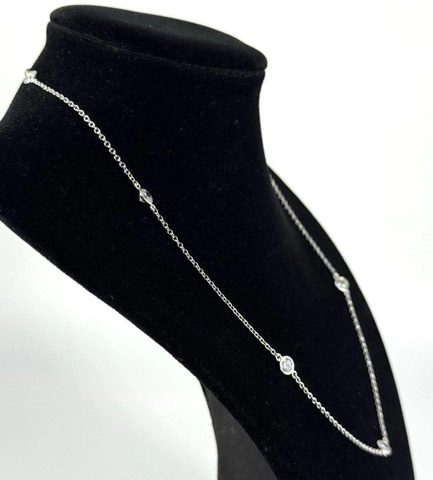 Collar QVC EPIPHANY Platino Revestido Plata y Diamonique ESTACIÓN 18" Largo Foto 3 de 4