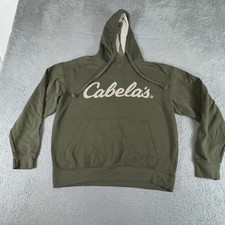 Cabela s Hoodie Adult Medium Green Spell Out Logo Sweatshirt Kangaroo Pocket