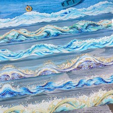 Sea Waves Bronzing PET Tape Scrapbooking Stickers Journal Diary Decorative Craft