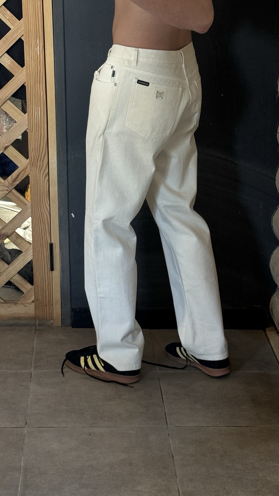 Jeans denim bianco Yves Saint Laurent Oldey Moneyloni pantalon classi ta 3 x2