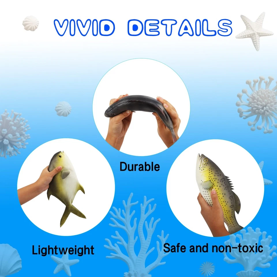10 Pcs Realistic Fake Fish 6 Types Lifelike Stuffed Artificial Fish Models Ru... Foto 3 de 4